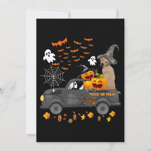 Dog Lover  Halloween Labrador Truck Trick Or Treat Card