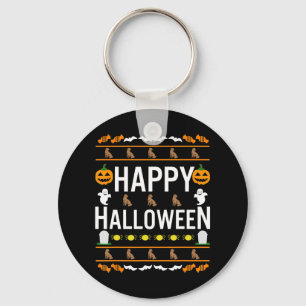Dog Lover   Happy Halloween Chocolate Labrador Keychain