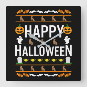 Dog Lover Happy Halloween Chocolate Labrador Square Wall Clock