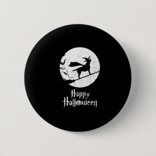 Dog Lover Happy Halloween Lab Witch Riding Broom 2 Inch Round Button