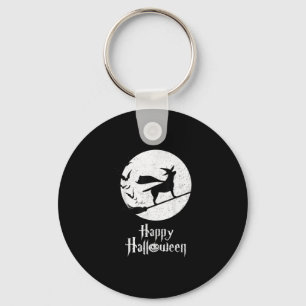 Dog Lover Happy Halloween Lab Witch Riding Broom Keychain