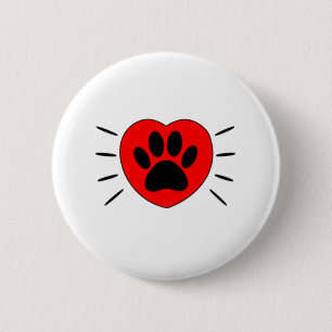 Dog Lover Heart And Paw Print 2 Inch Round Button