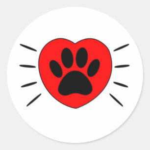 Dog Lover Heart And Paw Print Classic Round Sticker