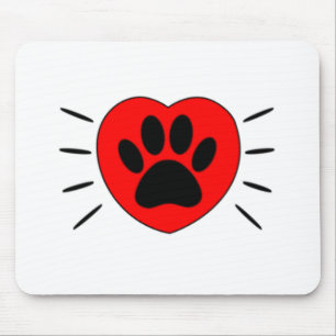 Dog Lover Heart And Paw Print Mouse Pad