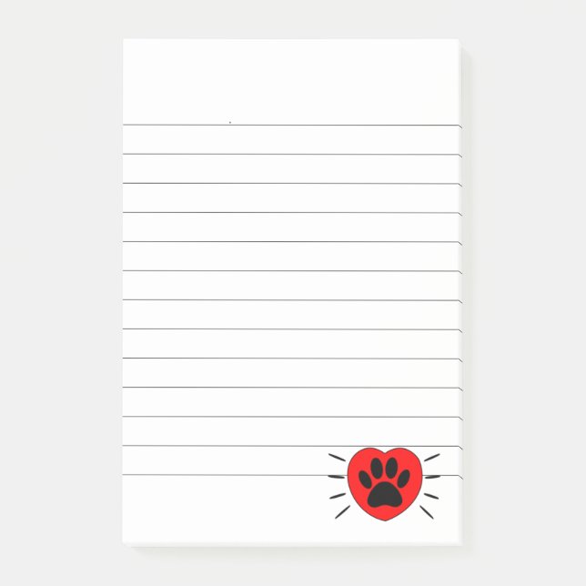 Dog Lover Heart And Paw Print Post-it Notes (Front)