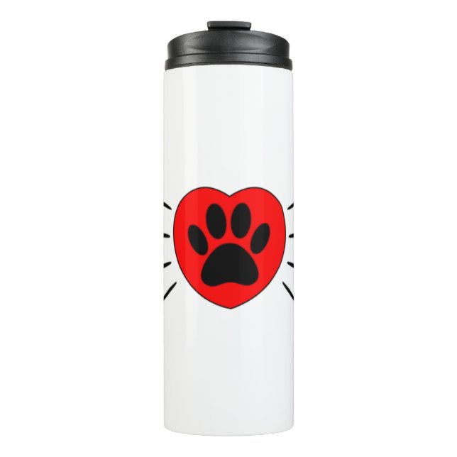 Dog Lover Heart And Paw Print Thermal Tumbler (Front)