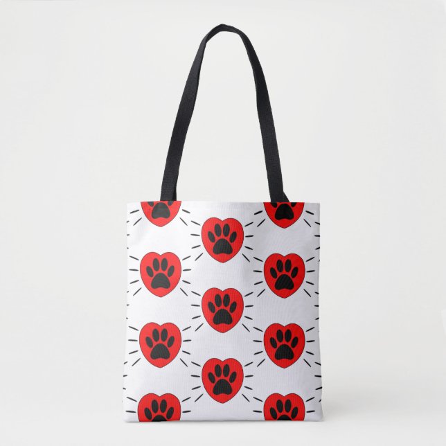 Dog Lover Heart And Paw Print Tote Bag (Front)