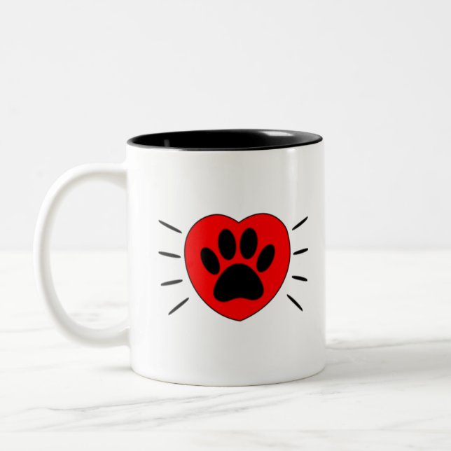 Dog Lover Heart And Paw Print Two-Tone Coffee Mug (Left)