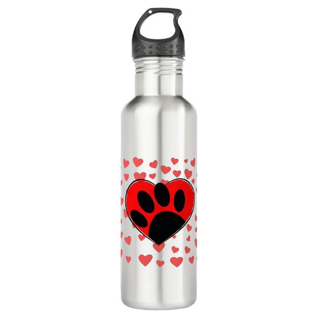 Dog Lover Hearts All Over 710 Ml Water Bottle (Front)