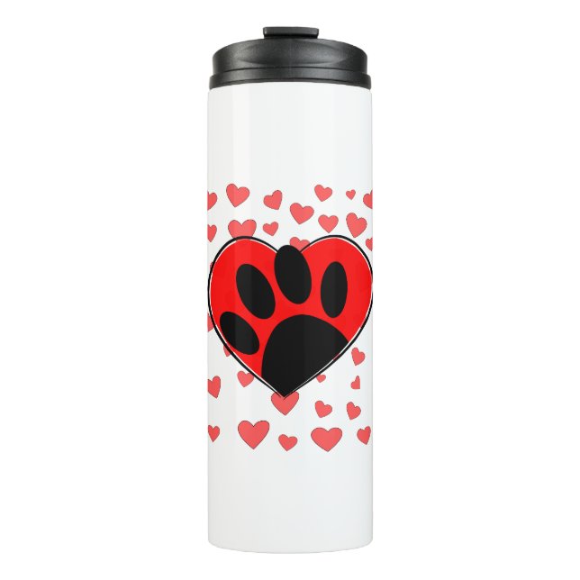 Dog Lover Hearts All Over Thermal Tumbler (Front)