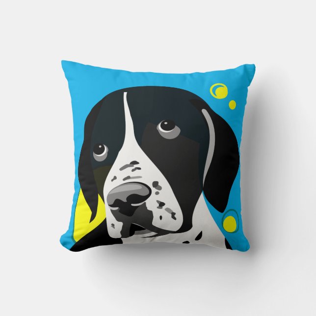 Dog Lover Home Decor Black and White Pointer Throw Pillow (Front)