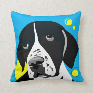 Dog Lover Home Decor Black and White Pointer Throw Pillow