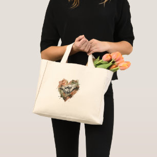 Dog Lover Human Animal Bond Watercolor Heart Mini Tote Bag