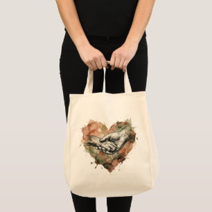 Dog Lover Human Animal Bond Watercolor Heart Tote Bag