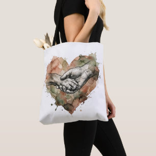 Dog Lover Human Animal Bond Watercolor Heart Tote Bag