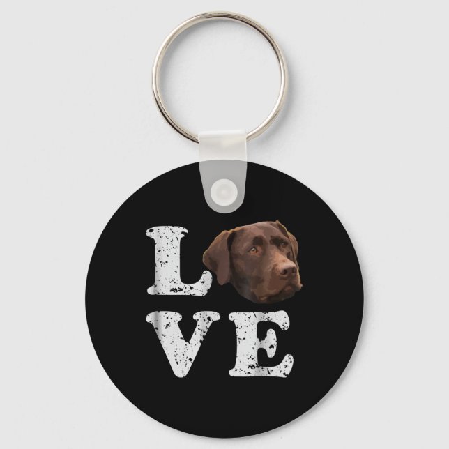Dog Lover | I Love Chocolate Labrador Retriever Keychain (Front)