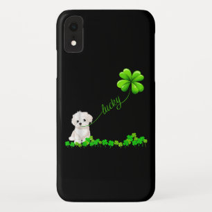 Dog Lover   Irish Shamrock Lucky With Cute Maltese iPhone XR Case