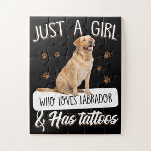 Dog Lover Just A Girl Who Loves Labrador Tattoos Jigsaw Puzzle