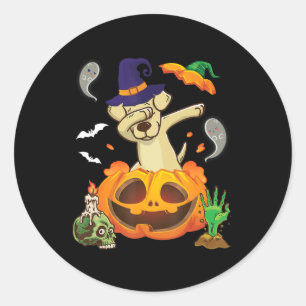 Dog Lover Labrador Dog Dabbing Pumpkin Halloween Classic Round Sticker