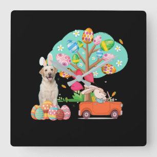 Dog Lover Labrador Retriever Easter Day Square Wall Clock