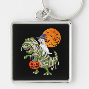 Dog Lover Labrador Retriever Riding Mummy T Rex Keychain