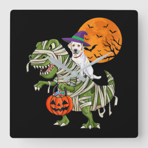 Dog Lover Labrador Retriever Riding Mummy T Rex Square Wall Clock