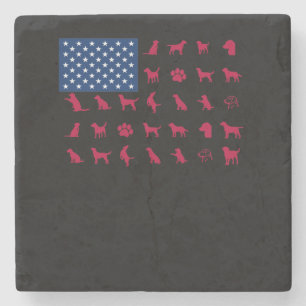 Dog Lover   Labrador Retriever USA American Flag Stone Coaster