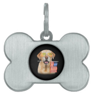 Dog Lover | Labrador Retriever USA Flag Pet ID Tag