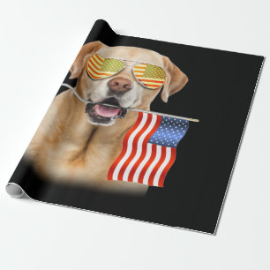 Dog Lover Labrador Retriever USA Flag Wrapping Paper