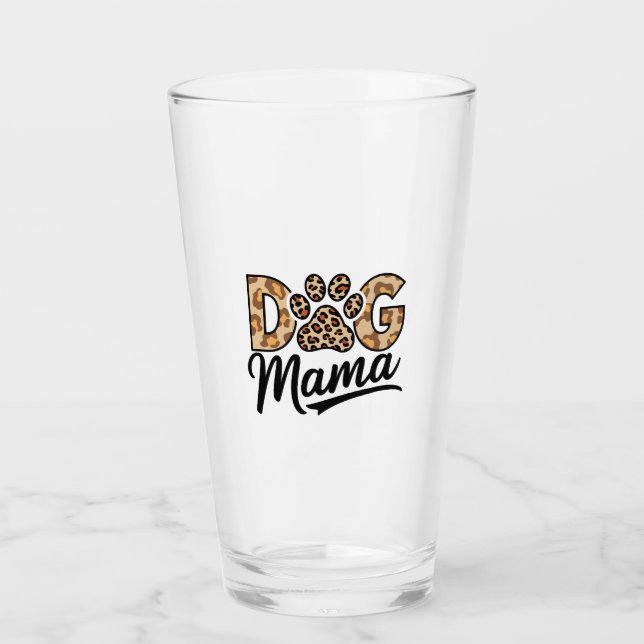Dog Lover Leopard Print Paw Glass (Front)