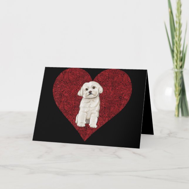 Dog Lover | Love Heart Fingerprint Maltese Holiday Card (Front)
