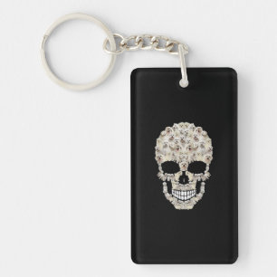 Dog Lover Maltese Dog Halloween Skull Keychain
