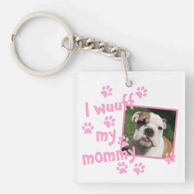 Dog Lover Mama with Personalized Photo Keychain (Front)