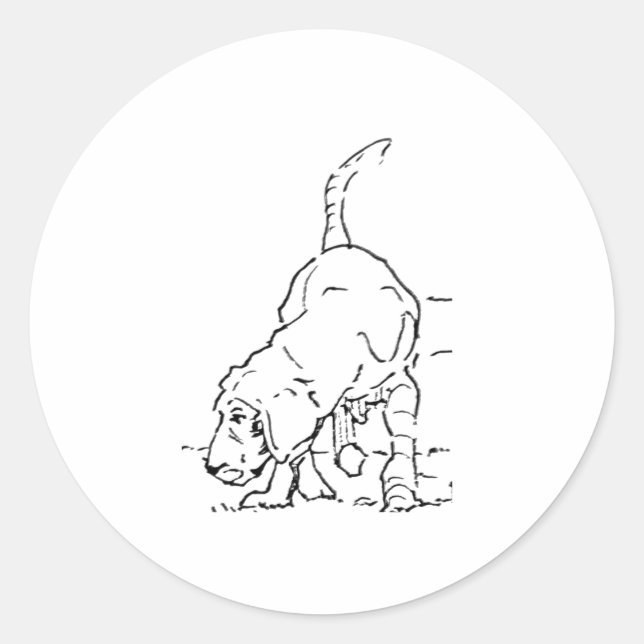 Dog Lover Memory, Beagle Illustration Classic Round Sticker (Front)