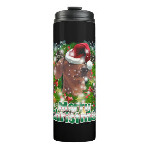 Dog Lover Merry Christmas Dachshund Thermal Tumbler