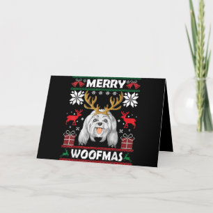 Dog Lover   Merry Woofmas Cute Maltese Puppy Holiday Card