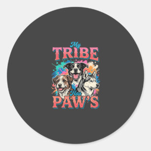 Dog Lover My Tribe Has Paws Classic Round Sticker