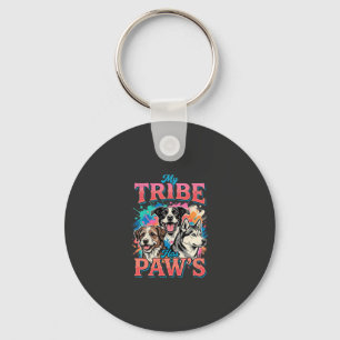 Dog Lover My Tribe Has Paws Keychain