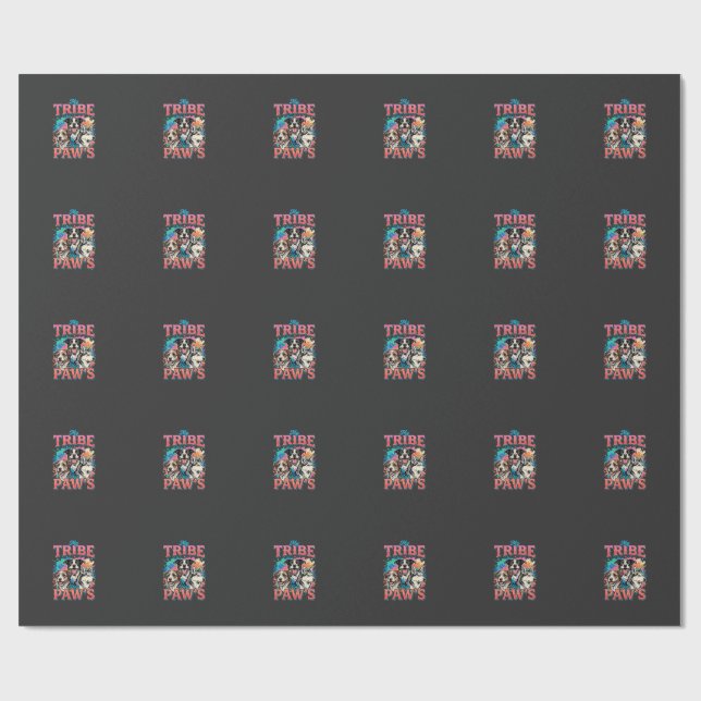 Dog Lover My Tribe Has Paws Wrapping Paper (Flat)