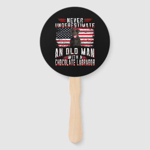 Dog Lover Never Underestimate Old Man Labrador Hand Fan