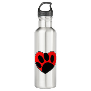 Dog Lover Paw Print And Red Heart 710 Ml Water Bottle