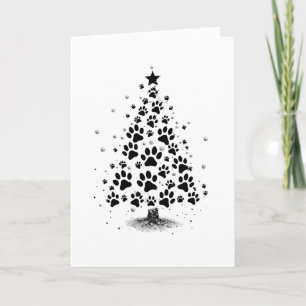Dog Lover Paw Print Christmas Tree Thank You Card
