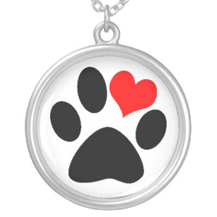 Dog Lover Paw Print Silver Plated Necklace