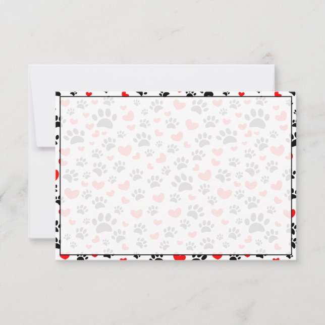 Dog Lover Paw Prints and Hearts Custom Card (Front)