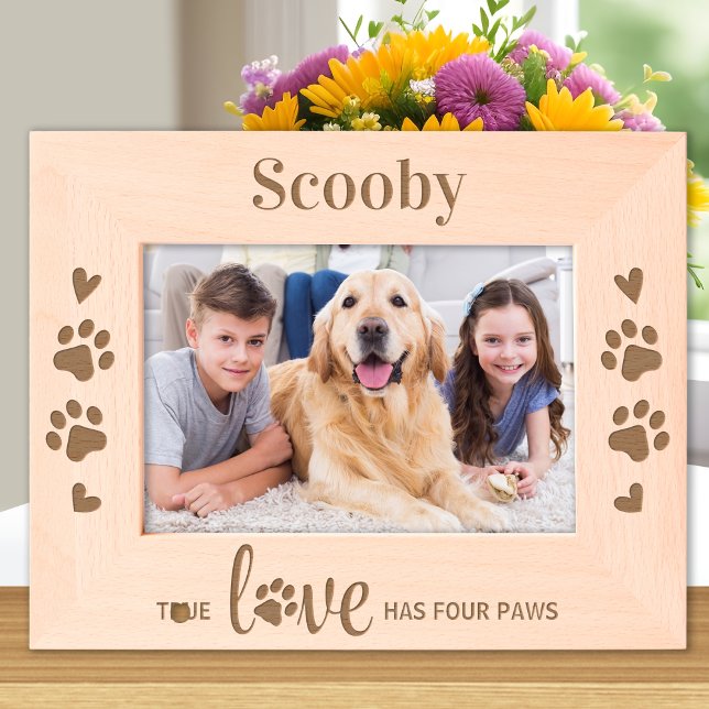 Dog Lover Paw Prints Pet Personalized Wood Photo  Etched Frames (Creator Uploaded)