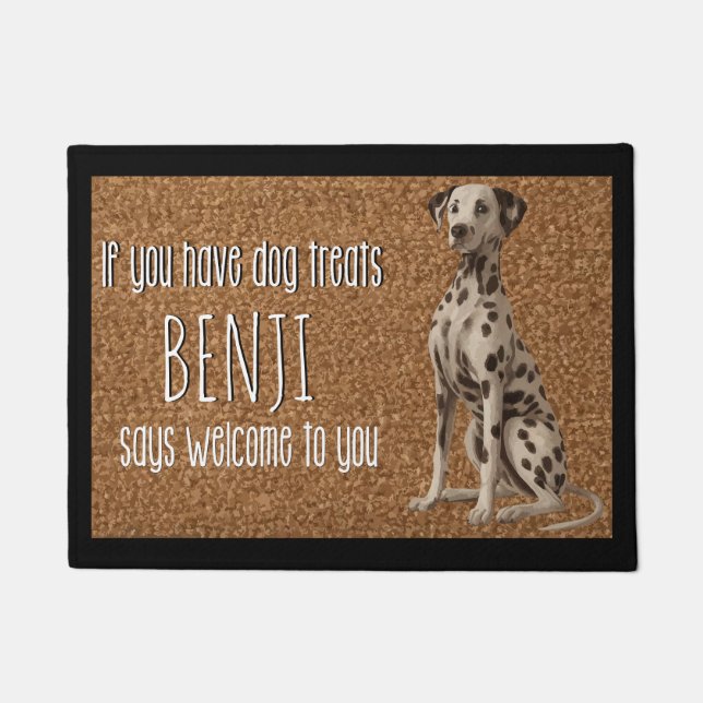 Dog Lover Personalized Dalmatian Dog Name  Doormat (Front)