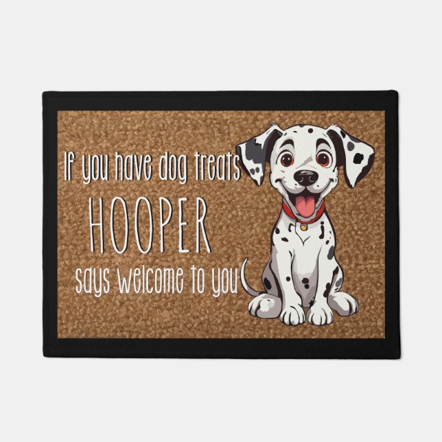 Dog Lover Personalized Dalmatian Dog Puppy Name Doormat (Front)
