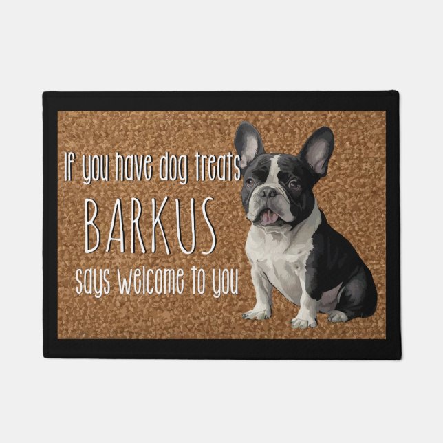 Dog Lover Personalized French Bulldog Name Doormat (Front)