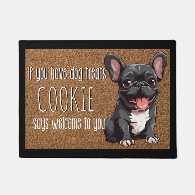 Dog Lover Personalized French Bulldog Puppy Name  Doormat (Front)