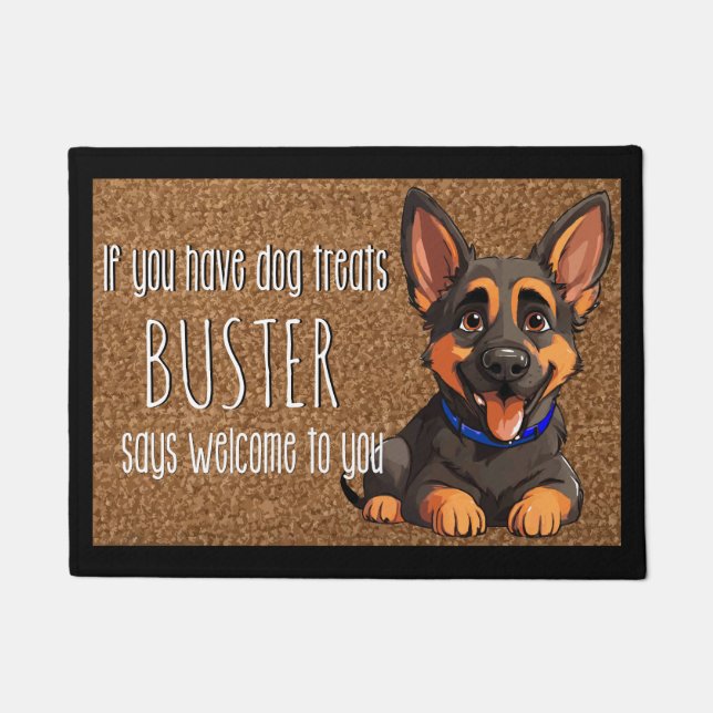 Dog Lover Personalized German Shepherd Puppy Name  Doormat (Front)